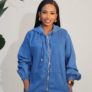 DENIM HOOD EMBROIDERY BACK DRESS 1411 - Image 2