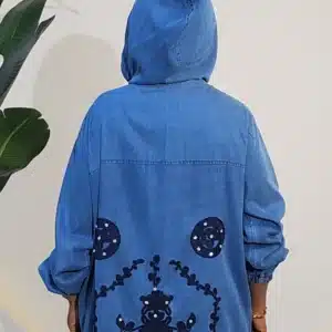 DENIM HOOD EMBROIDERY BACK DRESS 1411 - Image 3