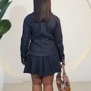 DENIM PLEATED HEM SKIRT & SHIRT SET 1411 - Image 3