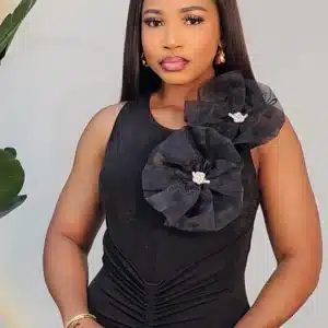 DOUBLE ROSE SHOULDER RUCH DINNER DRESS 2540 - Image 2