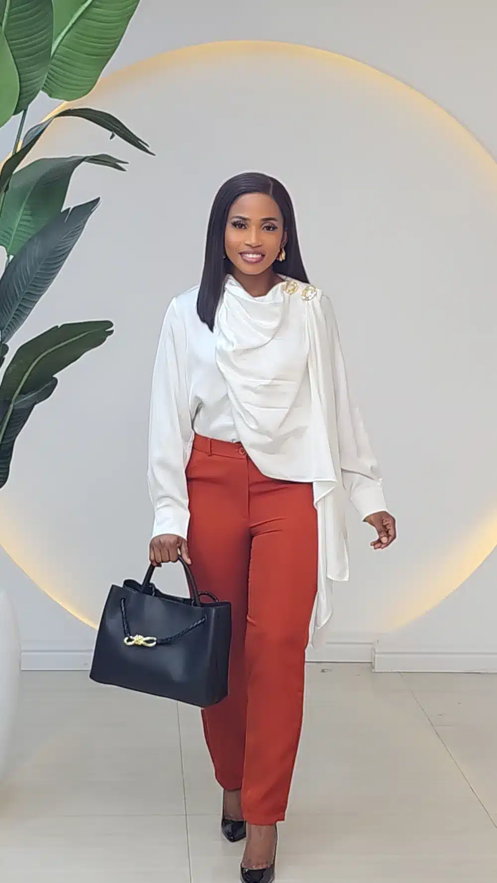 DRAPE SHOULDER BROOCH SATIN TOP 0311