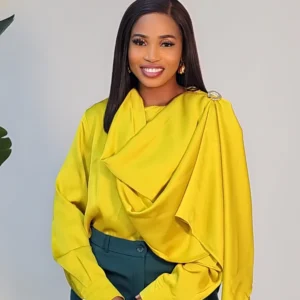 DRAPE SHOULDER BROOCH SATIN TOP 0311 - Image 6