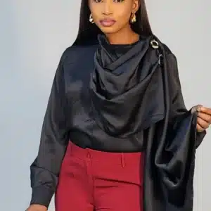 DRAPE SHOULDER BROOCH SATIN TOP 0311 - Image 8