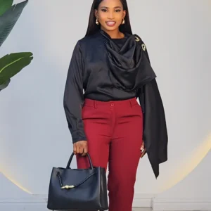 DRAPE SHOULDER BROOCH SATIN TOP 0311 - Image 4