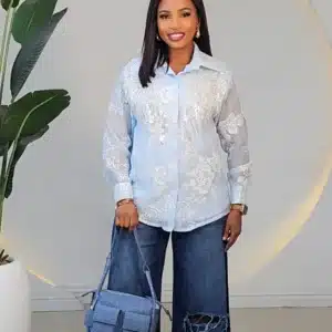 EMBROIDERY PEARL SHOULDER SHIRT 1003 - Image 3