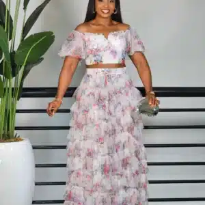 FLORAL MESH LAYER SKIRT & TOP SET 9010 - Image 3