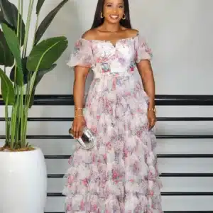 FLORAL MESH LAYER SKIRT & TOP SET 9010