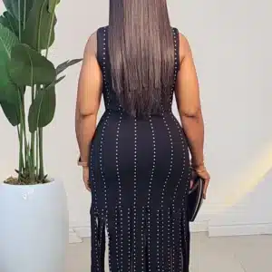 FRINGE BANDAGE PEARL TRIM DRESS 2911 - Image 4