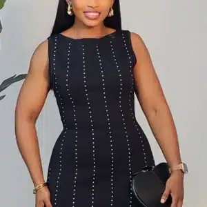 FRINGE BANDAGE PEARL TRIM DRESS 2911 - Image 2