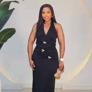 HALTER NECK TRIPLE FRONT BROOCH DRESS 2567