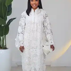 HIGH NECK LACY LONG SLEEVE DRESS 0311