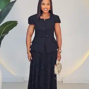 LACE INSERTED PLEAT SKIRT & JACKET SET 0311