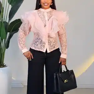 LACE RUFFLE SHOULDER TOP 293 - Image 5