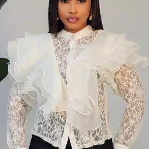 LACE RUFFLE SHOULDER TOP 293 - Image 2