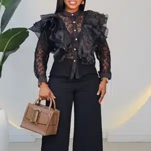 LACE RUFFLE SHOULDER TOP 293 - Image 6