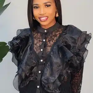 LACE RUFFLE SHOULDER TOP 293 - Image 4