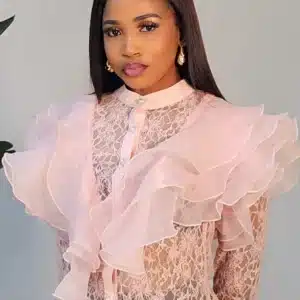 LACE RUFFLE SHOULDER TOP 293 - Image 3