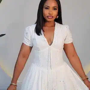 LACY V-NECK HEM DRESS 2503 - Image 2