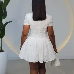 LACY V-NECK HEM DRESS 2503 - Image 3