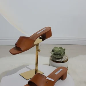 LEATHER TOP BLOCK KITTEN SLIPPER 181-2 - Image 2