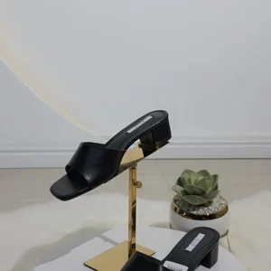 LEATHER TOP BLOCK KITTEN SLIPPER 181-2