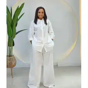 LINEN BACK BUTTON SHIRT & PANT SET 6008
