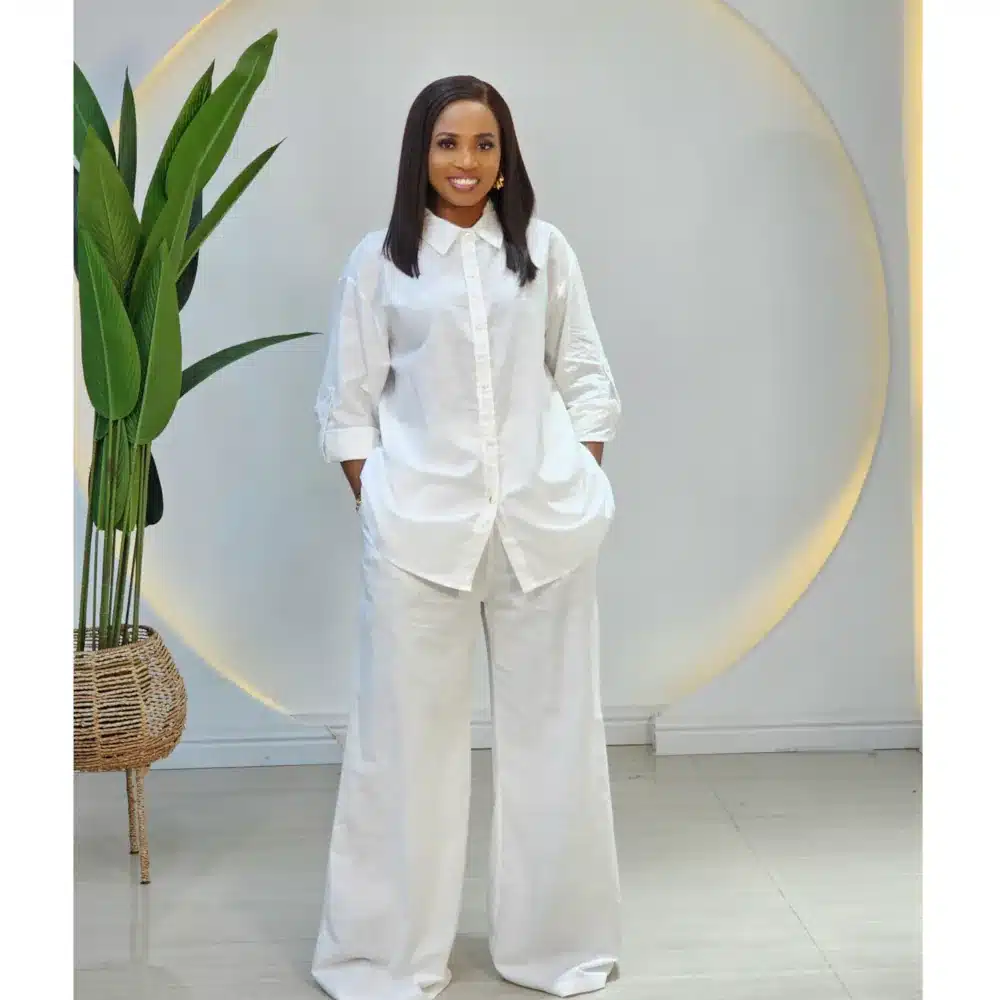 LINEN BACK BUTTON SHIRT & PANT SET 6008