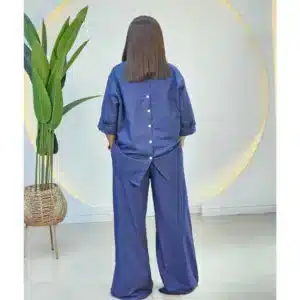 LINEN BACK BUTTON SHIRT & PANT SET 6008 - Image 6