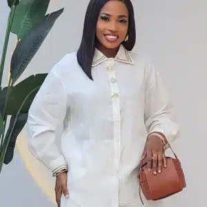 LINEN EMBROIDERY COLLAR SHIRT 0311