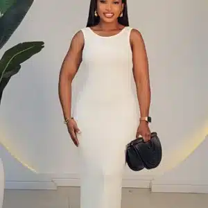 LOW BACK KNIT SLEEVELESS DRESS 9047 - Image 2