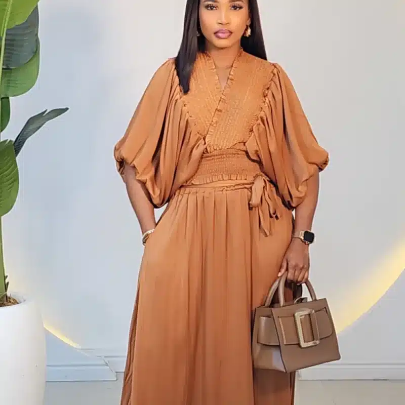 MAXI SKIRT & BUBBLE SLEEVE TOP 99897