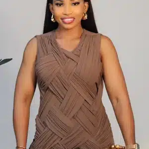 MESH INTER WOVEN FRONT DRINGE DRESS 2911 - Image 2