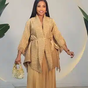 MIYAKE FRINGE KIMONO & PLEAT SKIRT SET 1411