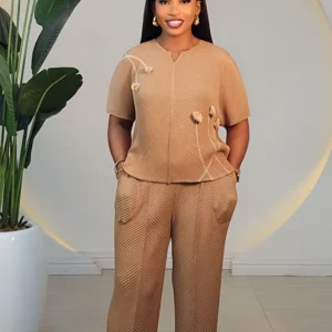 MIYAKE PANT & ROSE FRONT TOP SET 2111