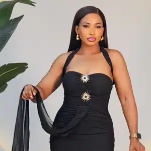 OFF SHOULDER DOUBLE FRONT BROOCH DRESS 2555 - Image 2