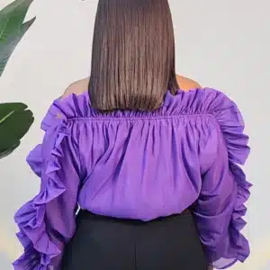 OFF SHOULDER RUFFLE SMOKEY WAIST TOP 9907 - Image 9