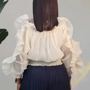 OFF SHOULDER RUFFLE SMOKEY WAIST TOP 9907 - Image 10