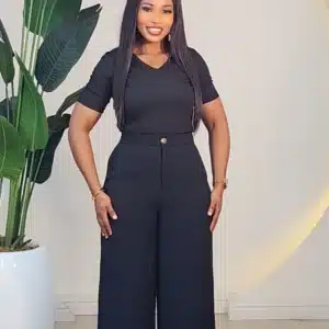 ONE BUTTON PALAZZO PANT 2811