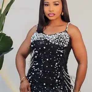 PEARL FUR MESH SPAG DRESS 1011 - Image 2