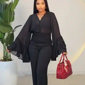 PLAIN EXAGGERATED SLEEVE BAND TOP