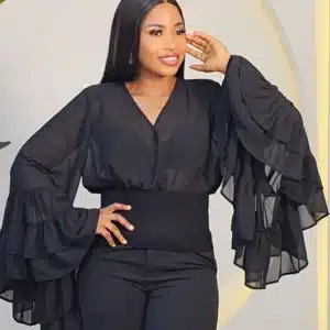 PLAIN EXAGGERATED SLEEVE BAND TOP - Image 2