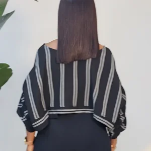 RUCH SLEEVE STRIPE CROP TOP 1411 - Image 3