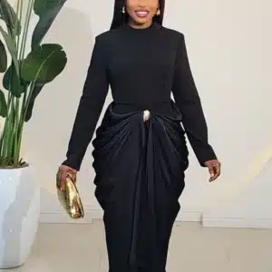 RUCH WRAP LONG SLEEVE MIDI DRESS 9891