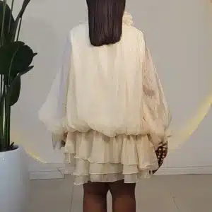 RUFFLE CHEST & NECK HEM DRESS 9867 - Image 3