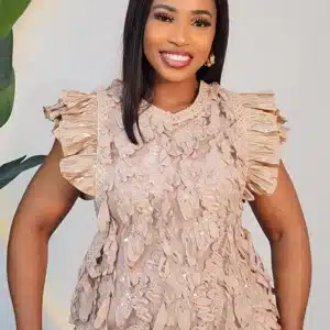 SCALE RUFFLE SLEEVE HEM DRESS 2504022 - Image 3