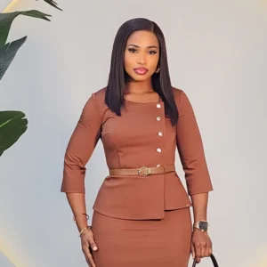 SIDE BUTTON PEPLUM DRESS 06352 - Image 3