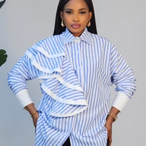 SIDE DETACHABLE CAPE STRIPE SHIRT 0311 - Image 4