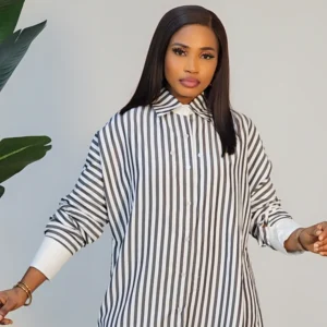 SIDE DETACHABLE CAPE STRIPE SHIRT 0311 - Image 3