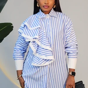 SIDE DETACHABLE CAPE STRIPE SHIRT 0311