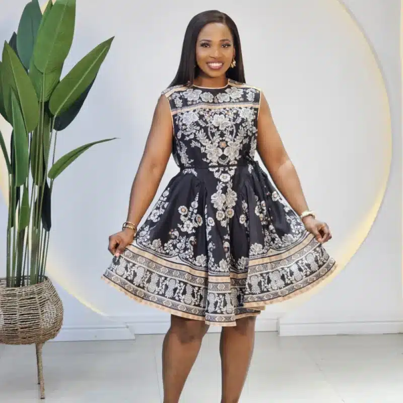 SLEEVELESS FLORAL BOTH SIDE HEM DRESS 58856